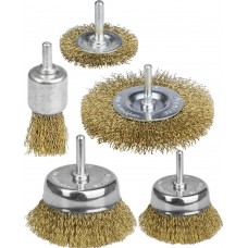 Набор щеток-крацовок для дрели 5 шт, витая стальная латунированная проволока 0.3 мм STAYER Professinal 35157-H5_z01