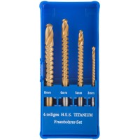 Сверло-фреза универсальное титановое покрытие, набор 4 шт. (3; 5; 6; 8 мм) (36414)