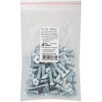 Винт с потайной головкой с полной резьбой оцинкованный DIN 965 6х20 100 шт Фасовка (27781-0)