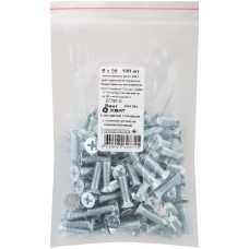 Винт с потайной головкой с полной резьбой оцинкованный DIN 965 6х20 100 шт Фасовка (27781-0)