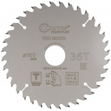 Диск пильный по дереву с тефлоновым покрытием 36Т, CUTOP Profi plus, 160 х 1,3/2,0 х 30/25,4/20/16 мм (75-16036Т)