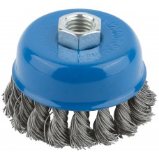 Корщетка, тип чашка, гайка М14, стальная витая проволока 75 мм (38952М)
