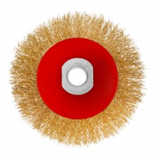 Щетка для УШМ, 100 мм, М14, тарелка, латунированная витая проволока Matrix (74608)