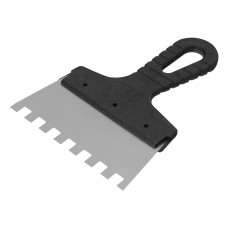 Шпатель из нержавеющей стали, 150 мм, зуб 10 х 10 мм, пластмассовая ручка Сибртех (85480)