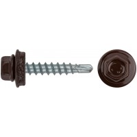 Шурупы кровельные со сверлом 4.8 х 28 коричневый 100шт , RAL 8017 Фасовка (23515-0)
