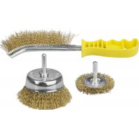 Набор щеток-крацовок для дрели 3 шт, витая стальная латунированная проволока 0.3 мм STAYER Professinal 35151-H3_z01