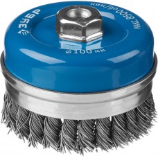 Щетка-крацовка чашечная усиленная для УШМ 100 мм, жгутированная стальная проволока 0.8 мм ЗУБР Профессионал 35271-100_z02
