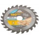 Диск пильный для циркулярных пил по дереву 190 х 30 х 24T + 2 кольца: 30/20 и 20/16 мм (37663М)