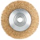 Корщетка-колесо с наклоном, гайка М14, стальная волнистая латунированная проволока 100 мм (39021)
