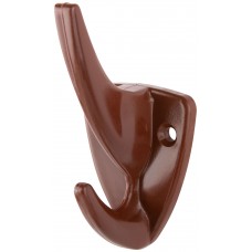 Крючок-вешалка 2-рожковый пластиковый коричневый (66847)