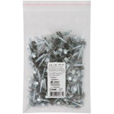 Шурупы кровельные некрашеные, со сверлом 4.8 х 28 100шт Фасовка (23428-0)