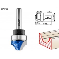 Фреза пазовая фасонная с верхним подшипником 22?13 мм радиус 3.2 мм ЗУБР Профессионал 28747-22