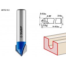 Фреза пазовая галтельная V-образная 9.5 x 9.5 мм, угол 90° ЗУБР Профессионал 28752-9.5