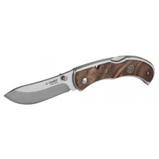 Складной нож 180 мм лезвие 75 мм рукоятка с деревянными накладками ЗУБР Скиф 47712