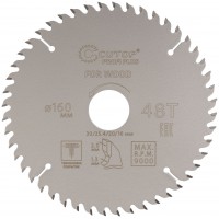 Диск пильный по дереву с тефлоновым покрытием 48Т, CUTOP Profi plus 160 х 1,3/2,0 х 30/25,4/20/16 мм (75-16048Т)