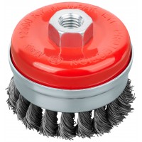 Корщетка-чашка, гайка М14, стальная витая проволока с бандажом, Профи 75 мм (39507)