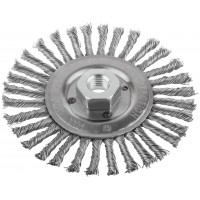 Корщетка-колесо, гайка М14, стальная витая проволока 125 мм (39028)
