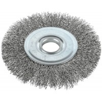 Корщетка-колесо, посадочный диаметр 22,2 мм, волнистая проволока, нержавеющая сталь, Профи 125 мм (38825)