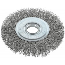 Корщетка-колесо, посадочный диаметр 22,2 мм, волнистая проволока, нержавеющая сталь, Профи 125 мм (38825)