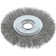Корщетка-колесо, посадочный диаметр 22,2 мм, волнистая проволока, нержавеющая сталь, Профи 125 мм (38825)