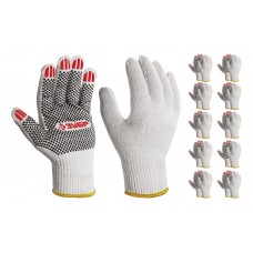 Перчатки х/б ОПТИМА, L (9), с ПВХ покрытием (точка), 10 класс, 10 пар ЗУБР 11440-L10