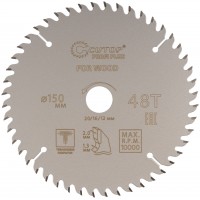 Диск пильный по дереву с тефлоновым покрытием 48Т, CUTOP Profi plus, 150 х 1,3/2,0 х 20/16/12 мм (75-15048Т)