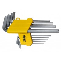 Ключи шестигранные, CrV сталь, 9 шт., 2-12 мм, длинные, в пластиковом держателе