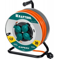 Силовой удлинитель на стальной катушкеEXPERT ПВС 3х2.5 30м 4000Вт IP44 KRAFTOOL 55089-30