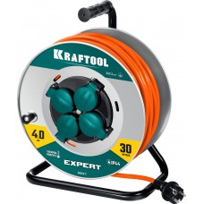 Силовой удлинитель на стальной катушкеEXPERT ПВС 3х2.5 30м 4000Вт IP44 KRAFTOOL 55089-30
