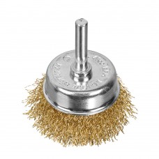 Щетка для дрели, 50 мм, чашка со шпилькой, латунированная витая проволока Matrix (74475)
