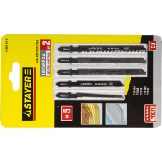 Набор полотен для лобзика T-хвост., по дереву и металлу, 5 шт UNIVERSAL №2 STAYER 15980-H5-2