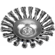 Щетка-крацовка коническая для УШМ 115 мм, стальная проволока 0.5 мм ЗУБР Профессионал 35269-115_z02