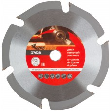 Диск пильный по дереву, посадочный диаметр 22,2 мм, 6 зубьев с карбидными вставками, 230 мм (37628)