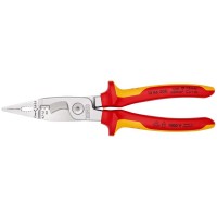 Клещи электромонтажные VDE 6-в-1 зачистка 0.75 – 1.5 / 2.5 мм? рез O 15 мм / 50 мм? 200 мм хром 2-комп диэлектрические ручки KN-1386200