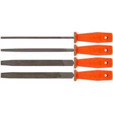 Напильники, пластиковая ручка, набор 4 шт. ( трехгранный, плоский, круглый, полукруглый ) 200 мм (42705)