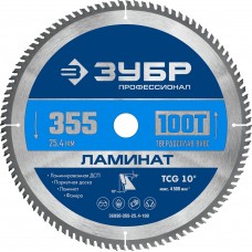 Пильный диск по ламинату Ламинат 350 х 50 мм, 100Т ЗУБР Профессионал 36930-355-25.4-100