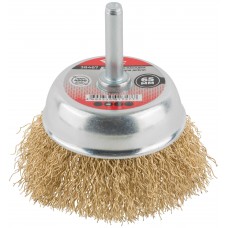 Корщетка чашечная, со шпилькой, стальная латунированная волнистая проволока 65 мм (38467)