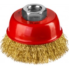 Чашечная щетка-крацовка для УШМ 60 мм, витая стальная латунированная проволока 0.3 мм MIRAX 35142-060