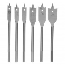 Набор сверл перовых по дереву, 10-12-16-18-20-25 мм, 6 шт, шестигранный хвостовик Сибртех (704155)