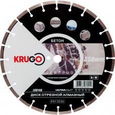 Диск алмазный для бетона, лазерная сварка 350x25.4x40x3.2x10mm KRUGO (LCB14A)