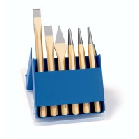 Набор инструментов по металлу, 6 пр., Зубила плоские 125 / 150 мм, Крейцмейсель 125 мм, Кернер O 4 мм, Пробойники O 3 / 4 мм, пластиковый кейс (RE-4210010)