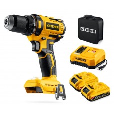 Дрель-шуруповерт бесщеточная 20 В, 65 Н·м, 2 АКБ LMS (2 А·ч), сумка STEHER CB-65-22