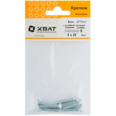 Винт с потайной головкой с полной резьбой оцинкованный DIN 965 5х25 6 шт.(фасовка) (27774-2)