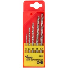 Набор сверл HSS по металлу полированных, 5 шт. (1,5-2,5-3-4-5 мм) (33695)
