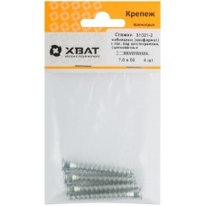 Стяжки мебельные (конфирмат) с головкой под шестигранник, оцинкованные 7 х 50 (фасовка 4 шт.) (31021-2)