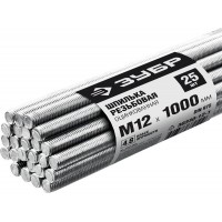 Резьбовая шпилька М12 x 1000 мм, кл. пр. 4.8, цинк, 25 шт ЗУБР DIN 975 30330-12-1
