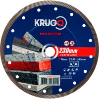 Диск алмазный Турбо ультратонкий для твердых материалов KRUGO MASTER 230х2,0х22,2х10 mm 81032300241