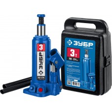 Домкрат гидравлический бутылочный 3 т 194-372 мм в кейсе Профессионал ЗУБР 43060-3-K