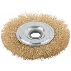 Корщетка дисковая прямая, посадочный диаметр 22,2 мм, стальная латунированная волнистая проволока 150 мм (39026)