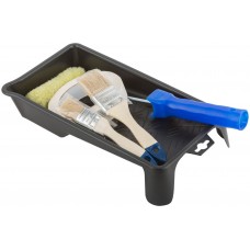 Набор для покраски дверей и окон (ванночка 290х150 мм + валик полиакрил 100 мм + малярная лента 25 мм x 50 м + кисти 25 ; 38 мм)